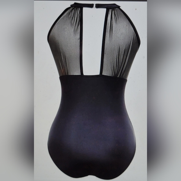 NWT Mesh Detail V Neck Support Bra back Clasp Ruched Slimming Modest swim suit - Picture 6 of 16